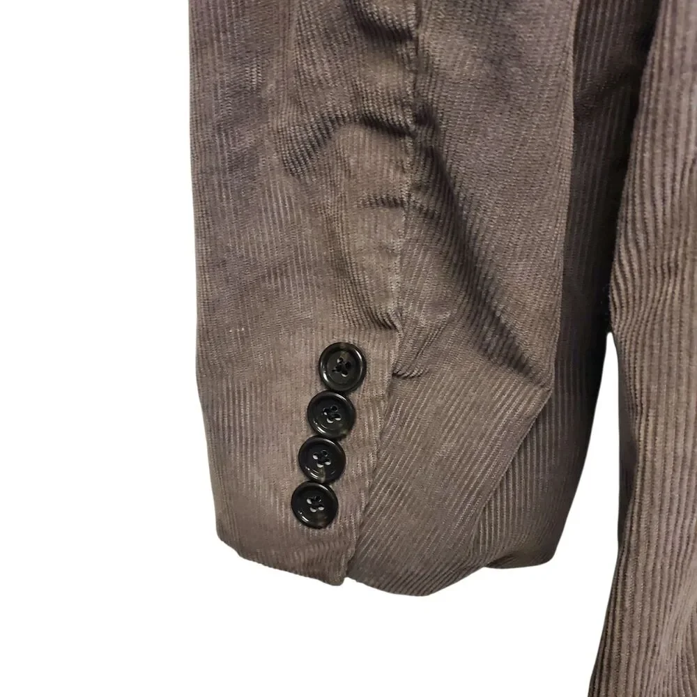 Vintage J CREW Jacket Mens Medium Gray Corduroy Blazer Single Breasted Preppy